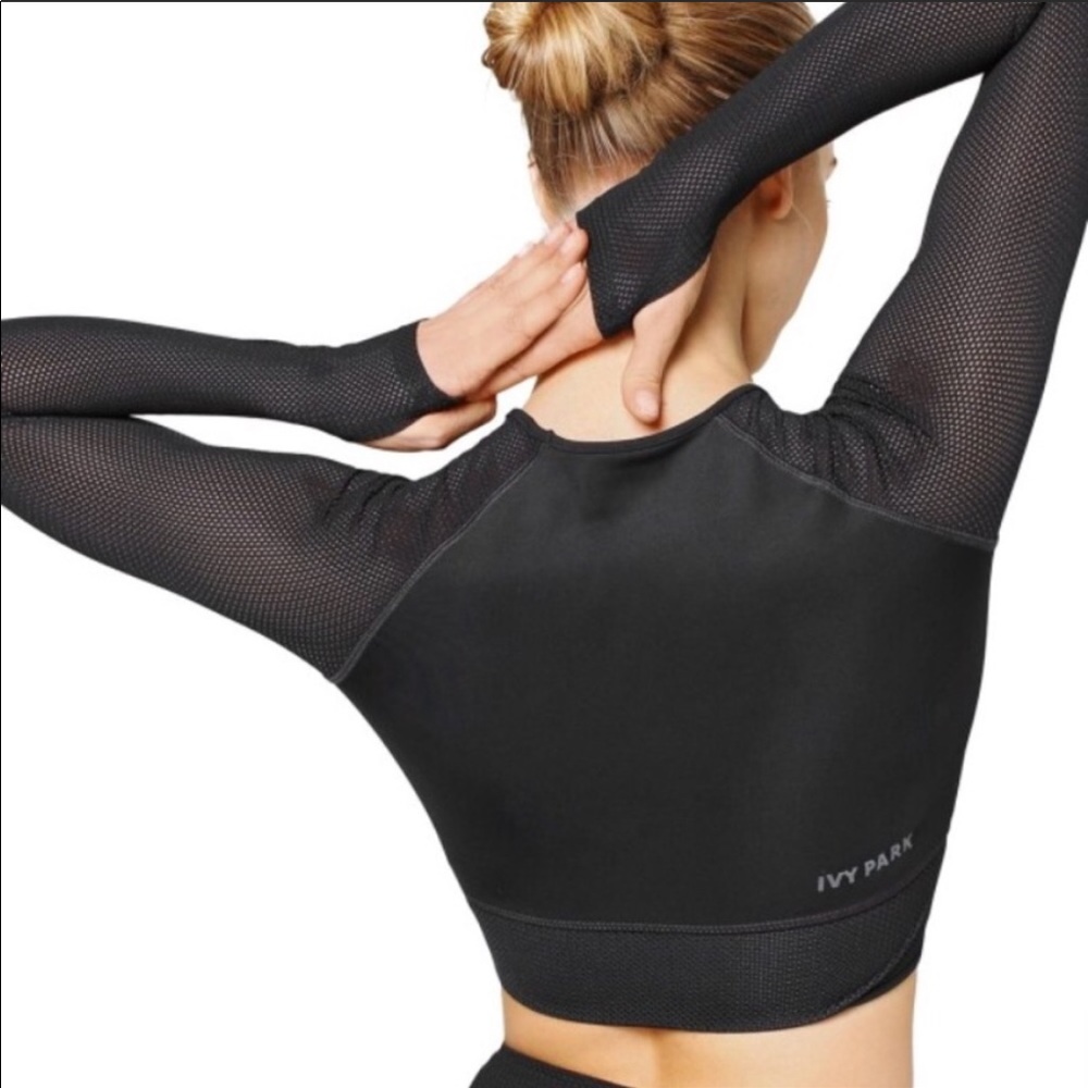 Ivy Park Mesh Long Sleeve Crop Top